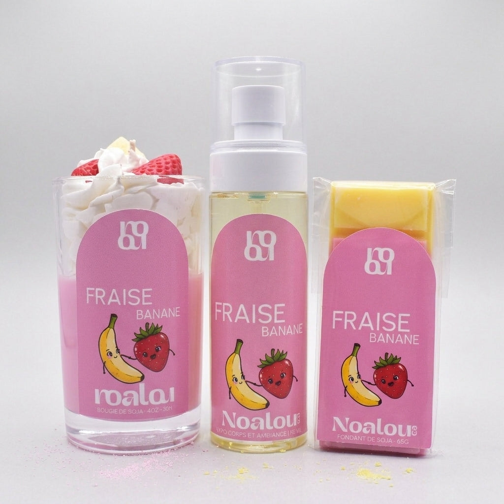 TRIO AMBIANCE FRAISE BANANE | Fondant + Brume + Bougie